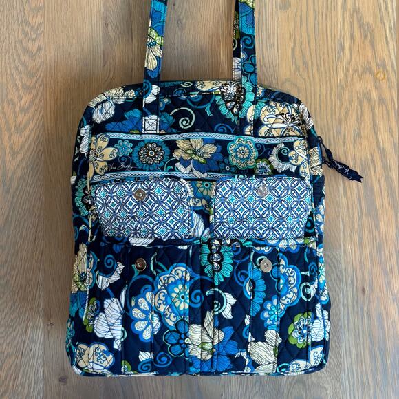 Vera Bradley Mod Floral Blue Quilted Shoulder Bag Purse Tote Retired 2007 - Picture 2 of 9